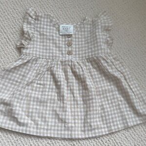 Mebie Baby Tan Gingham Kids Dress